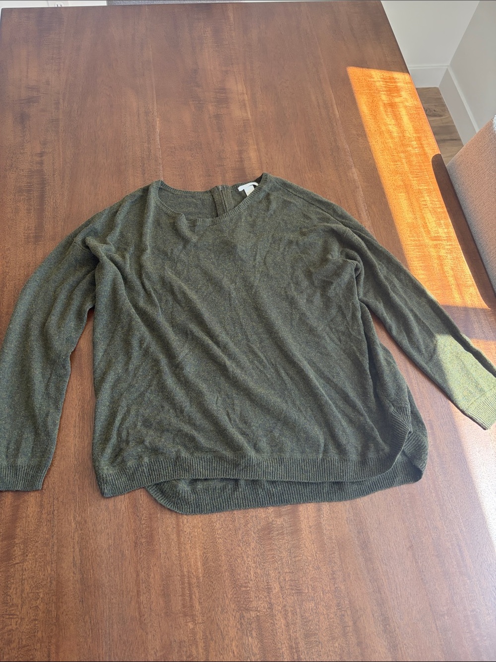 H&M Olive Crewneck Sweater in Deep Green